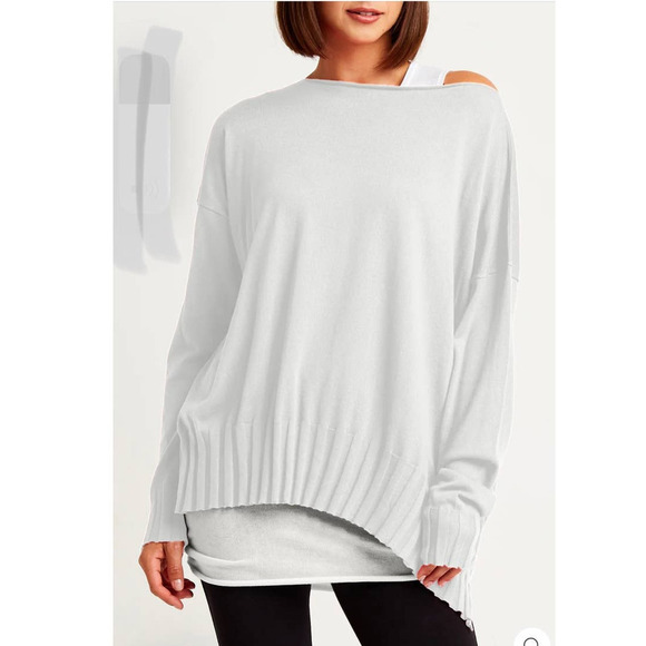 Women's Planet Boatneck Ribbed Sweater. Lightweight, Blk/White/Gray Stripe, OS - Picture 15 of 15